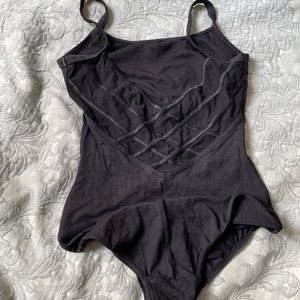 Black leotard with mesh